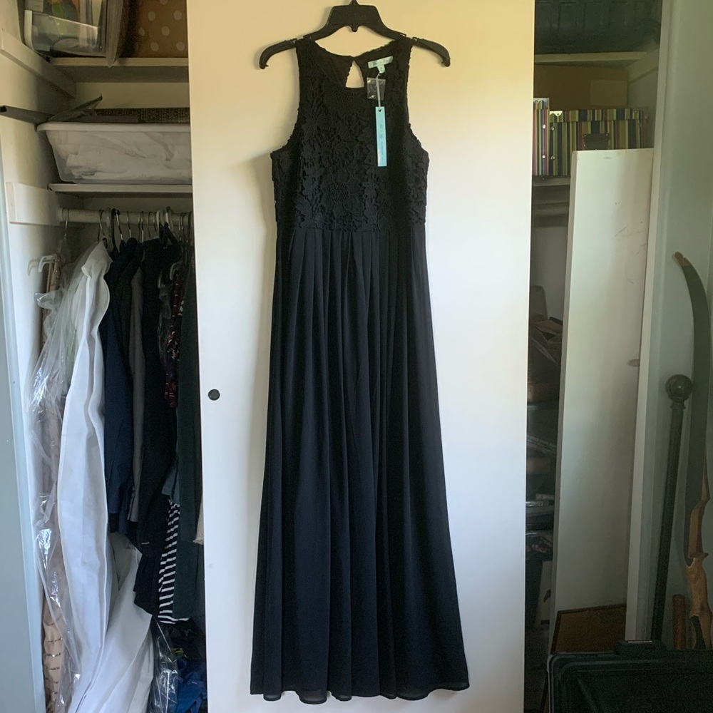 She + sky formal maxi black dress, NWT size M